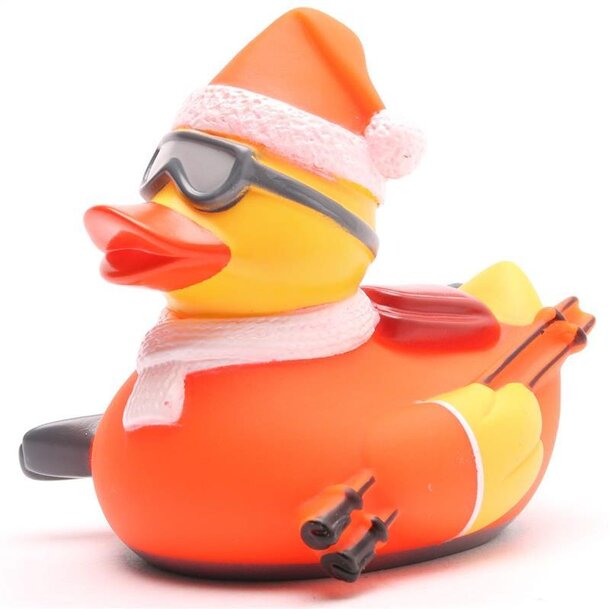 Skifahrer orange Badeente