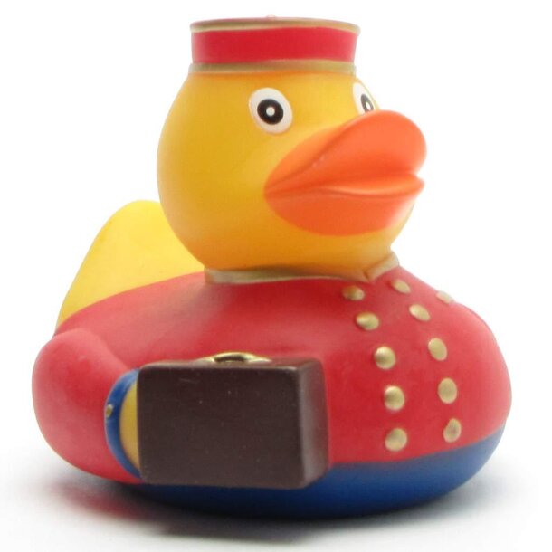 Hotelpage rot Badeente