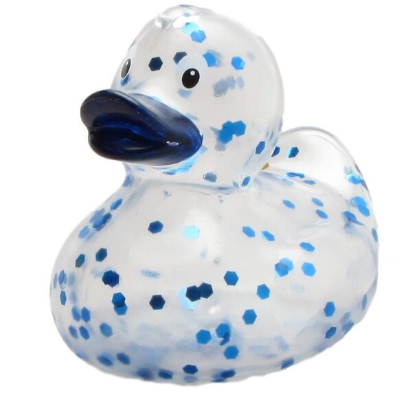 Badeente glitzer blau mit blauem Schnabel