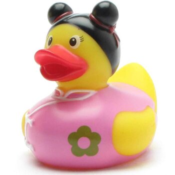 Chinesin mit Blume auf der Brust Badeente