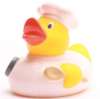 Koch weiß Badeente
