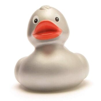 Badeente silber mit orangem Schnabel 8 cm