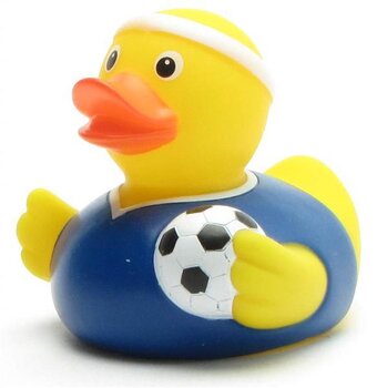 Fußballer dunkelblaues Trikot Badeente