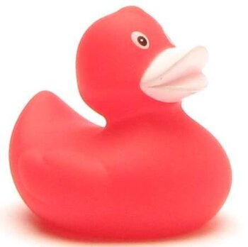 rote Badeente mit weißem Schnabel