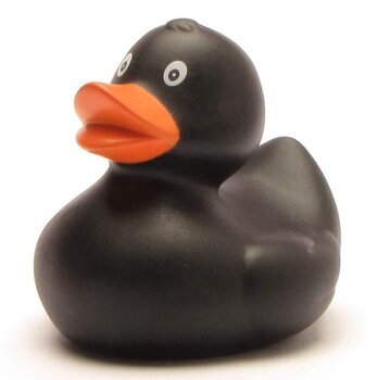 Badeente 6cm schwarz mit orangem Schnabel