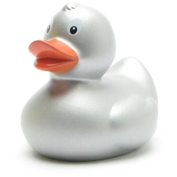Badeente silber mit orangem Schnabel 6 cm
